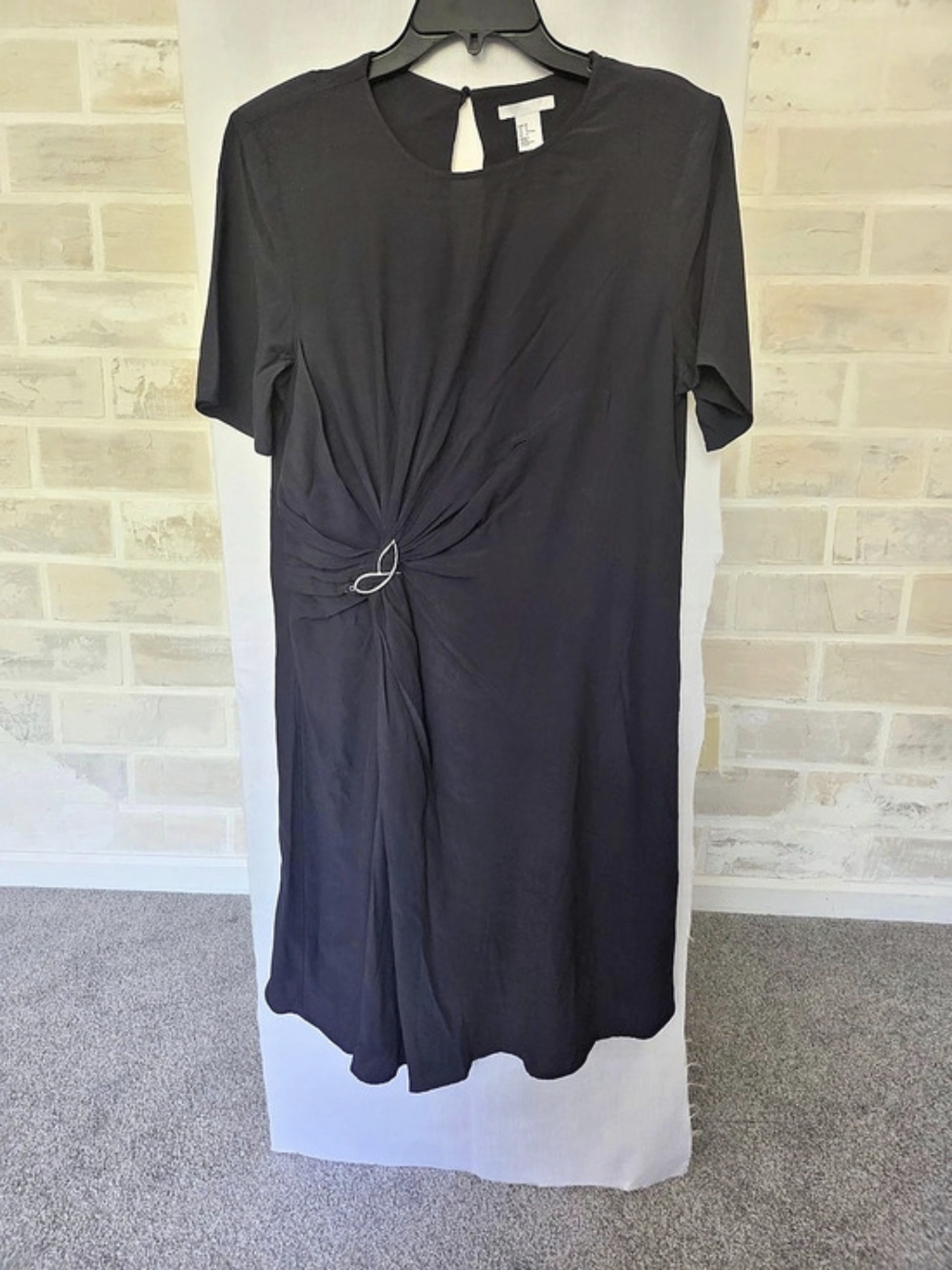 H&M Women's Midi Dress with Ring Detail in Black Size 12